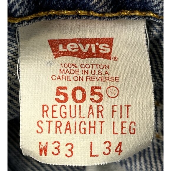 VTG Levi's 505 Orange Tab Regular Straight Leg Blue Jeans 33x34 Made In USA 1995 - Picture 6 of 10